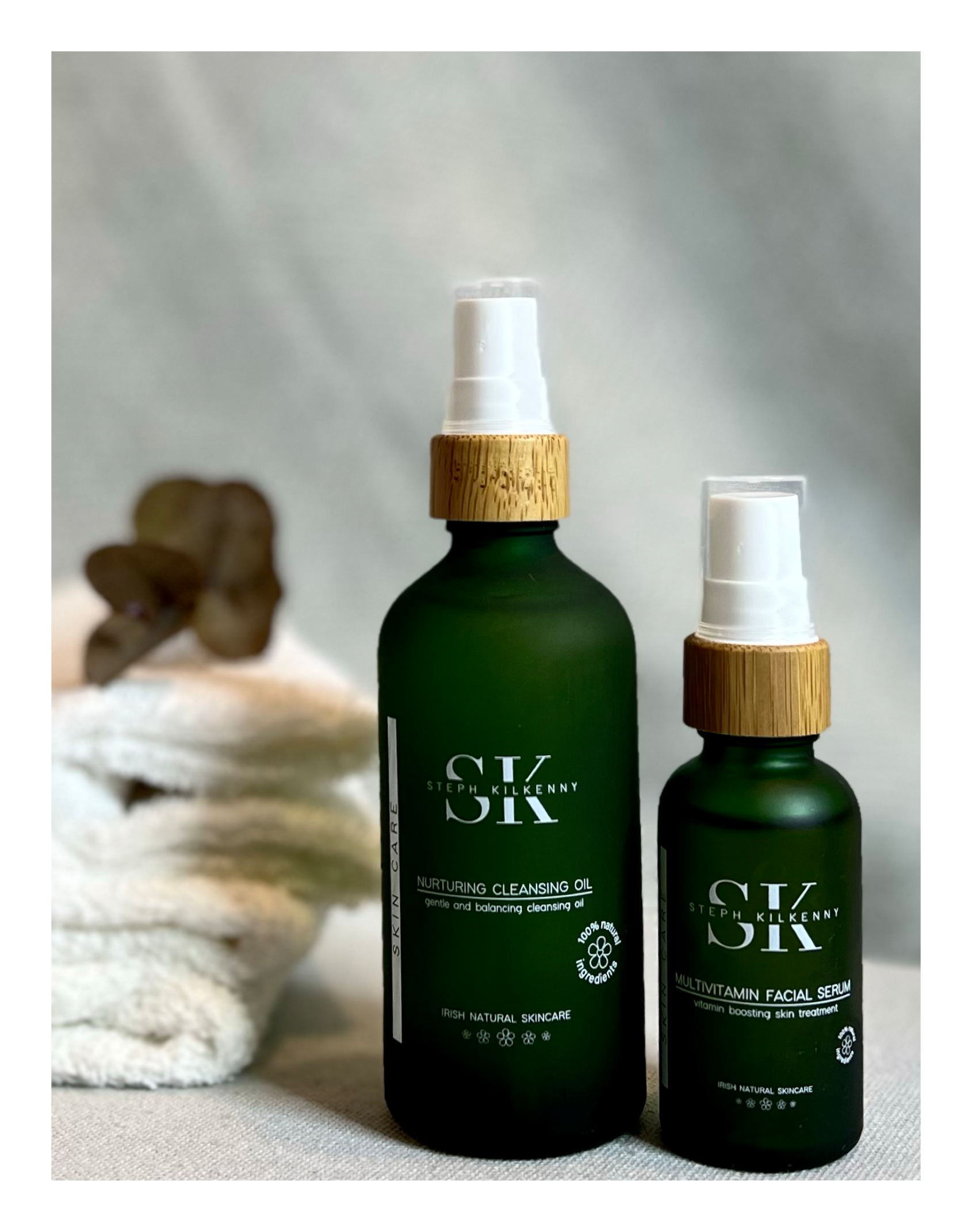 Nurturing oil cleanser and multivitamin serum gift set by Steph Kilkenny